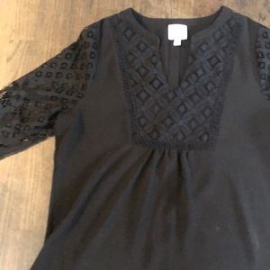 Fig and Flower Black sheer blouse Size M